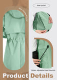 ATLASLAVA Rain Jacket Women Waterproof Long Raincoat Hood Lightweight Windbreaker Outdoor Coat LIGHT GREEN 2XL