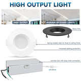 LUXRITE 3 Inch LED Recessed Ceiling Light with Junction Box, 10W, 5CCT 2700K/3000K/3500K/4000K/5000K, 800LM High Brightness, Dimmable Canless Downlight, Wet Rated, IC Rated, ETL - Black (6 Pack)