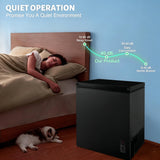 Compact Deep Freezer 5.2 Cu Ft Black Chest Freezer with 6 Levels Thermostat