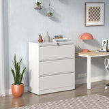 Gecheer 3 Drawer Lateral File Cabinet, 35.4" Wide Metal Filing Cabinet with Lock, Heavy Duty Steel Office Storage for Letter Legal A4 Files, Anti-Tip Safety Interlock, Full Extension Drawers
