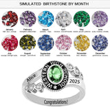 Oseew Personalized Class Rings 2027 College Graduation Ring（White Gold）