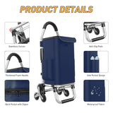 3 in 1 Shopping Cart, Foldable Hand Truck with 6 Wheels, 110 lbs Grocery Cart