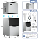 500 lbs High-Output Commercial Ice Machine Freestanding Self-Clean Durable