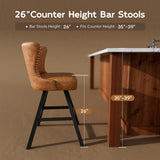 Ollega 26" Brown Swivel Counter Height Bar Stools Set of 6, 18.9" Wide Seat