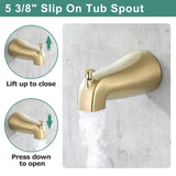 PARLOS Shower System, Brushed Gold Shower Faucet Set with Tub Spout(Valve Included), 5-Setting Mode Shower Head and Tub Spout with Diverter, Multi-Function Wall Mounted Shower Bathtub Combo, 1436908
