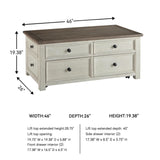 Signature Design by Ashley Bolanburg Lift-Top Coffee Table with Storage Two-Tone Rustic Farmhouse Cocktail Table – Brown/White