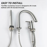 SUBEIXI Roman Tub Faucet with Hand Shower 3 Hole Deck Mount Tub Filler Bathtub Faucet with Sprayer High Flow Bathtub Faucet Set, Brush Nickel