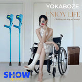 YOKABOZE Forearm Crutches for Adults Foldable Knee Patients Mobility aids for Childre and Seniors for with Leg Injury Adjustable Travel Lightweight Walking Stick (Blue Pro)