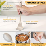 15-Piece Kitchen Cooking Utensils Set with Holder, Homikit Heat Resistant Food Grade Silicone Kitchen Utensils include Slotted Spatula- Khaki