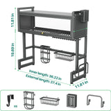 Over The Sink Dish Drying Rack with Cover, Over The Sink Dish Drainer Drying Rack 3 Tier Dish Rack, Keep Kitchen Sink Shlef Organized Space-Saving for Dishes and Cutlery (Matte Gray, 37.4" Length)