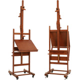 VISWIN Double-Sided Easel & Drafting Table, Hold 1 or 2 Canvas, Solid Beech Wood Artist Easel for Painting Canvas, Adjustable H Frame Easel with Tray & Wheels, Art Easel Stand for Adults, Artists