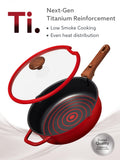 CAROTE 20Pcs Titanium Cookware Set, Pots and Pans Set Non Stick, Kitchen Cooking Set with Detachable Handle, Non Toxic Induction Cookware - Camping Cookware, Dishwasher/Oven Safe, Red