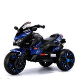 12V Electric Kids Motorcycle for 3-8 Year Old Boys Girls, 3-Wheel Ride-On Toy Motorbike with Lighting Wheels, Music Player (Connect with Phone) and Hand Drive (Blue-2)