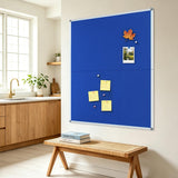 DEVELOP 48x36 Inch Large Blue Felt Bulletin Board, Wall Mounted Pin Memo Notice Cork Board with Silver Aluminium Frame for Office, Home, and Classroom, Includes 10 Push Pins