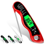 Meat Thermometer Digital，IP67 Waterproof Cooking Thermometer with Backlight, Calibration & Hold Function，Food Thermometer for Cooking,Outdoor Grilling, Red