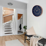 Wall Clock Metal Frame Modern Style 15.9 Inch Silent Analog Roman Numerals Home Decorative for Bedroom, Living Room