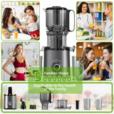 Budsom Cold Press Juicer Machine: 300W Slow Masticating Juicer for Whole Fruits & Vegetables, 5.3" Wide Feed Chute, High Juice Yield