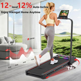 Ecogou Walking Pad Treadmill with 12% 12-Level Auto Incline,2 in 1 Foldable Under Desk Treadmill with Handle Bar,450 lbs Capacity