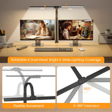 SIBRILLE Upgraded LED Desk Lamp for Home Office with RGB, Rotatable Computer Desk Light with Remote, Tall Table Lamp with Clamp for Working, Dimmable Dual Head Task Lighting for Monitor PC, 22W