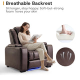 ANJ Power Home Theater Seating, PU Leather Electric Recliner Chair with Adjustable Headrest, Dual Motors Movie Reclining Chairs with LED Lights,USB Port, Cup Holders, Hidden Arm Storage (Brown)