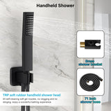 FPXRNG Black Shower Faucet Set, Rainfall Shower System with Square Shower Head and Handle Set, Wall Mounted Shower Fixtures, Full Metal Trim Repair Kit 10 inch Matte Black (With Shower Valve)