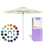 Midtown Umbrellas Push & Pop 10 Ft Patio Umbrellas with Push & Pop Mechanism, Fiberglass Ribs & Sunbrella Fabric – Outdoor Umbrella for Deck, Pool, Cafés & Hotels – Canvas Natural Canopy, Silver Pole