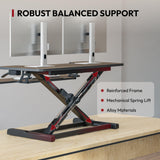 SANODESK 36" Standing Desk Converter, Smooth Mechanical Spring Effortless Lift Sit-Stand Riser for Dual Monitors, Heavy Duty Workstation with Keyboard Tray, Walnut