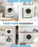 Feelfunn 110V Portable Dryer – 850W Compact Clothes Dryer with 4 Automatic Drying Modes, Stainless Steel Tub, Simple Control Knob for Apartments, Dorms & Small Spaces