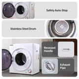 Kaelara Portable Dryers for Laundry 1500W, 3.5 cu.ft Apartment Dryer with 4 drying Mode, Front Load Electric Dryer for RVs and Apartments, White