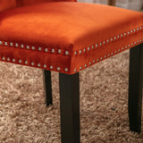 MOOLSUN Velvet Dining Chairs Set of 8, High Back Side Chairs, Modern Padded High-End Tufted Upholstered Chairs with Button-Tufted Back & Rear Pull Tabs, Solid Wood Legs E-Orange(Solid Wood Legs)
