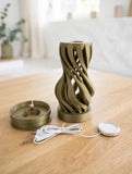 MAKER 3D Twist Spiral Table Lamp in Bronze - Handmade 3D Printed Shadow Projection Night Light, Dimmable USB LED Bedside Accent Lamp for Bedroom, Nursery and Office Desk Decor
