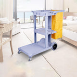 This Cleaning Cart on Wheels Janitor-Housekeeping Cart Commercial 3-Tier Cleaning Utility Service Cart Janitorial Cart for Stores Schools Business Gray