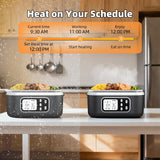 Cordless Heated Lunch Box for Men, 6.3 Cup 100W Electric Lunch Box Food Warmer with 27000mAh Battery for Self Heating, Including Cutlery, Insulated Bag and Divider for Women Adults(Black+White)