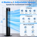 CENSTECH 44" Windowless Portable Air Conditioners w/4 Modes & 3 Speeds,12H Timer, 4L Tank for 24H Cooling Evaporative Air Cooler, 4 Ice Packs,17Ft Remote, 120° Oscillating Swamp Cooler Air Conditioner
