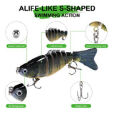 6Pcs Fishing Lures for Bass, Topwater Trout Lure, Multi Jointed Swimbaits, Multi-Jointed Slow Sinking Hard Baits, Swimming Lures for Freshwater Saltwater, Lifelike Fishing Lures Kit
