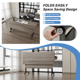 4Pack Folding Conference Room Tables,Modular Mobile Conference Table,Dynamic Joinable Seminar Training Table,Stackable Office Meeting Tables for Classroom Training Center Library(4,Elm Grey,47.2in)
