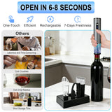 HiPiCok Electric Wine Opener, Automtic Wine Bottle Opener, USB-C Rechargeable Wine Opener Set with Foil Cutter, Wine Aerator Pourer, 2 Vacuum Stoppers and Storage Base