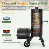 Captiva Designs Charcoal Vertical Smoker Grill and Offset Smoker Grill Combo, Extra Large Outdoor Barrel BBQ Meat Smoker