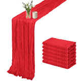 6 Pack Red Cheesecloth Table Runner 17x108 Inch 9FT Semi Sheer Boho Gauze Table Runners for Wedding Baby Shower Birthday Party Home Bridal Shower Event Decor