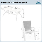 MFSTUDIO 7 Piece Outdoor Dining Set, Metal Table & Aluminum Chairs, Beige