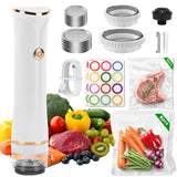 Kelongn 3-IN-1 Compact Vacuum Sealer for Food with Reusable Bags & Mason Jar Kit, Ultra-long 100-minutes Vacuuming Time, 6X Freshness Keep for Home Kitchen RV Travel Seal Meal