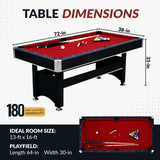 6 Ft Pool Table, with Ping Pong Multi Game Combo Tables for Family Recreation Game Rooms Hathaway