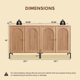 IFGET 123.5" W Modern Arched Sideboard Buffet Cabinet with Storage, Natural