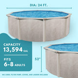 Aquarian Above Ground Swimming Pool, Phoenix Steel-Frame, 24', Cognac - Large Heavy-Duty Outdoor Family Pool for Backyard, Patio, and Yard