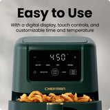 Chefman Air Fryer – 4-in-1 Slim 3.5 QT Airfryer, Air Fry, Bake, Dehydrate, Frozen, 450°F Max Temp for Extra Crispy Results in Minutes, Nonstick Ceramic Coating, Dishwasher-Safe Accessories - Green