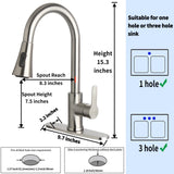 Kohonby Single Handle Kitchen Faucet with Pull Down Sprayer Modern Stainless Steel Arc Kitchen Faucet Brushed Nickel, Commercial Kitchen Sink Faucet with Deck