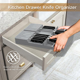 NIUXX Knife Drawer Organizer, Large Capacity In-Drawer Knife Block Set Holds 20 Knives and 1 Sharpening Steel (Not Included), Suitable for Knife Organizer for Kitchen Drawer