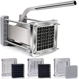 French Fry Cutter, Sopito Professional Potato Cutter Stainless Steel with 1/2-Inch and 1/4-Inch and 3/8-Inch Blade Great for Potatoes Carrots Cucumbers