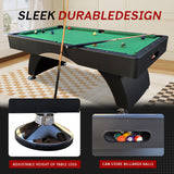 Billiards Table，7 FT Pool Table with Premium Accessories, Durable Matte-Black Finish, and Heavy Duty Legs for Modern Adult Rrec Room Family Game Room (Black+Green)