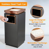 WICHEMI Commercial Outdoor Trash Can, Stainless Steel Indoor Outdoor Trash Can with Lid, Removable Inner Bucket Metal Garbage Can for Home, Office, Restaurant Elevator Entrance - 13 Gallon WICHEMI